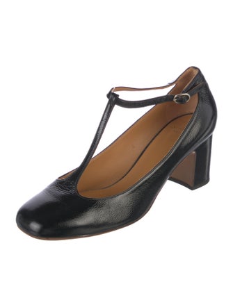 Sézane Leather T-Strap Pumps