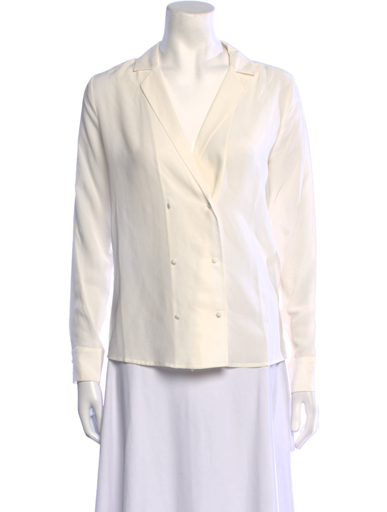 Sézane Silk V-Neck Button-Up Top