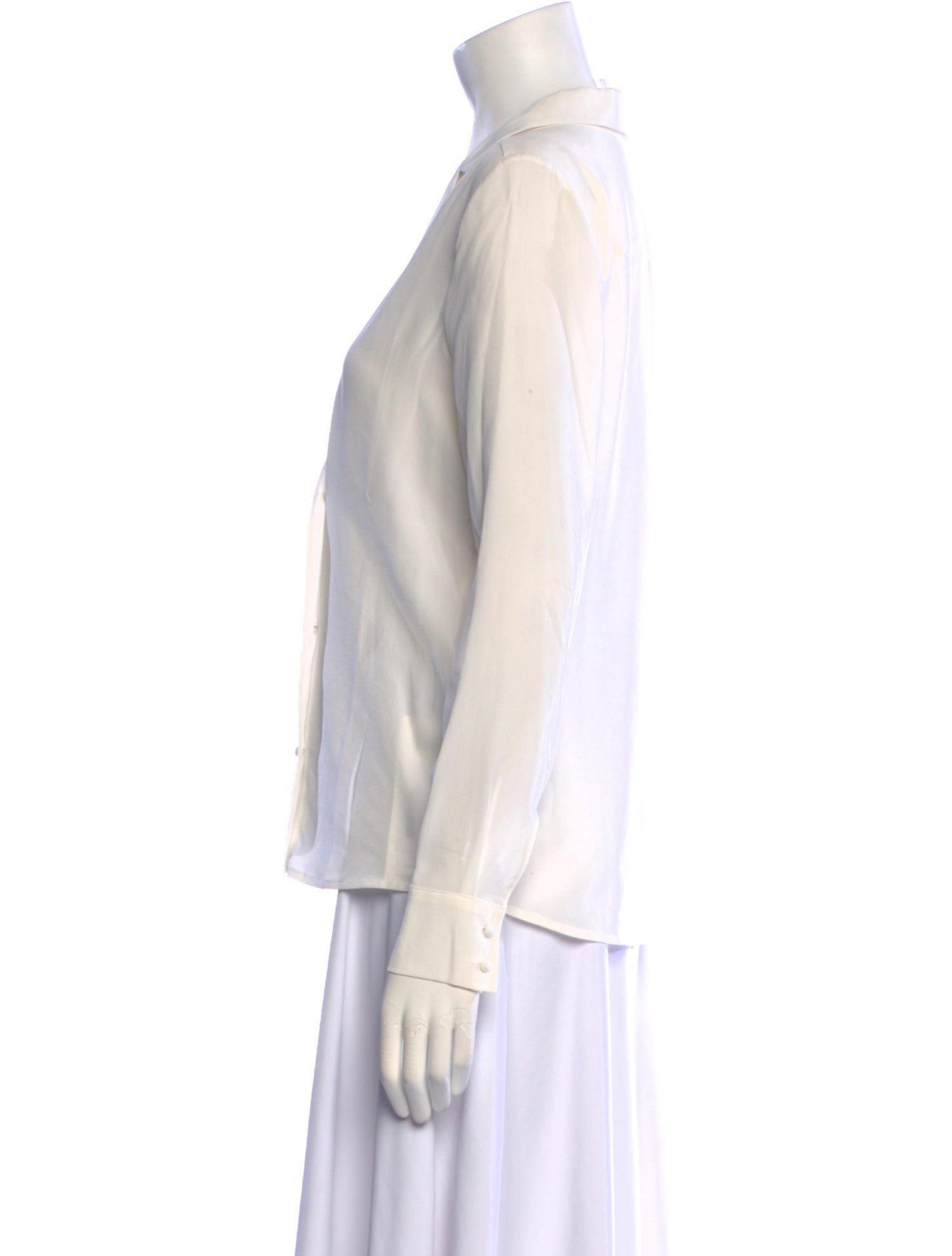 Sézane Silk V-Neck Button-Up Top