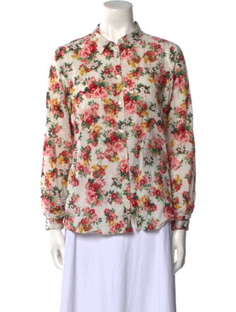 Sézane Floral Print Long Sleeve Blouse