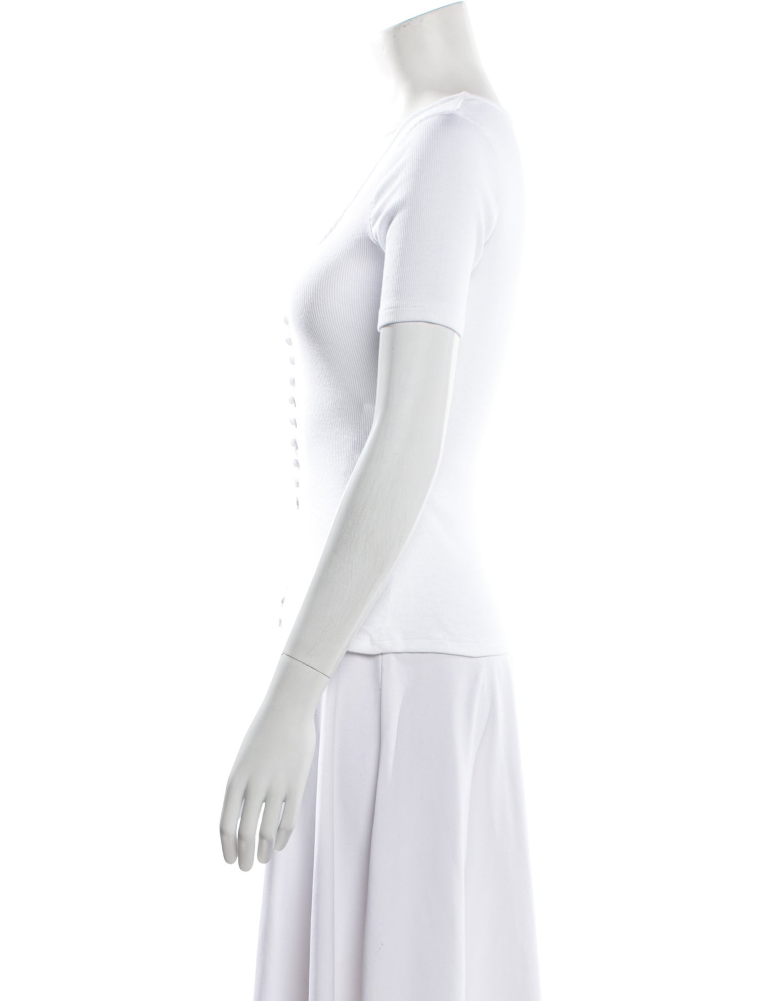 Sézane Square Neckline Short Sleeve Button-Up Top