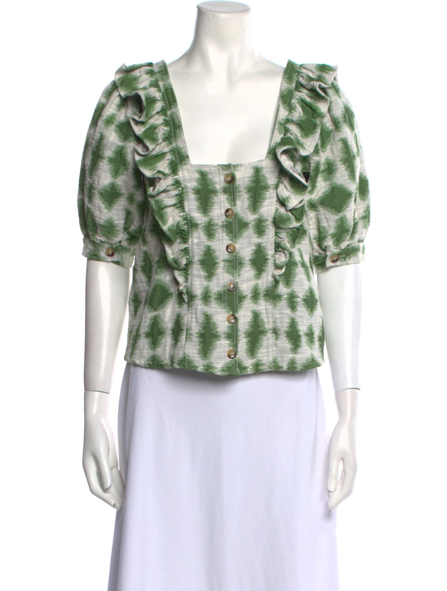 Sézane Printed Square Neckline Crop Top