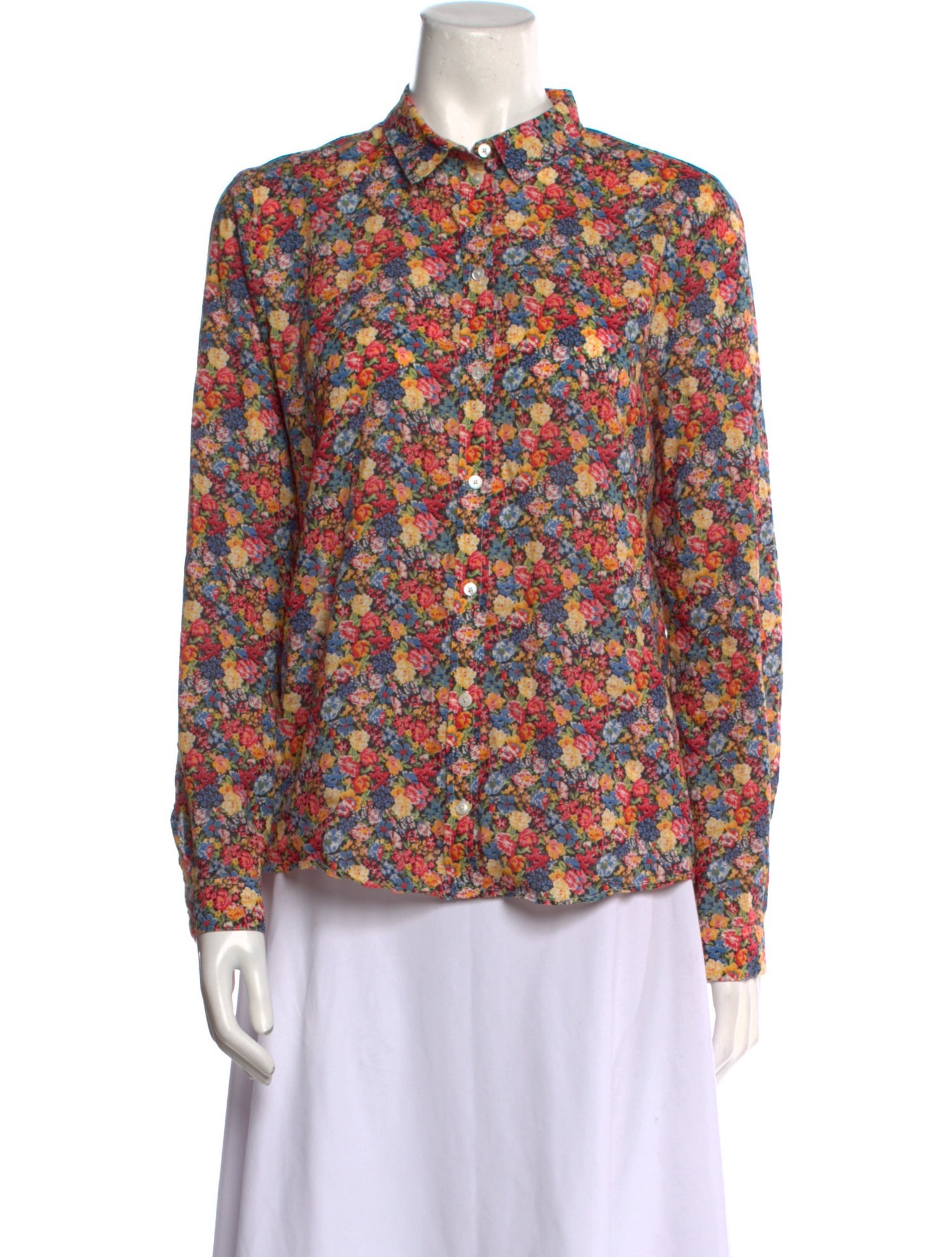 Sézane Floral Print Long Sleeve Blouse