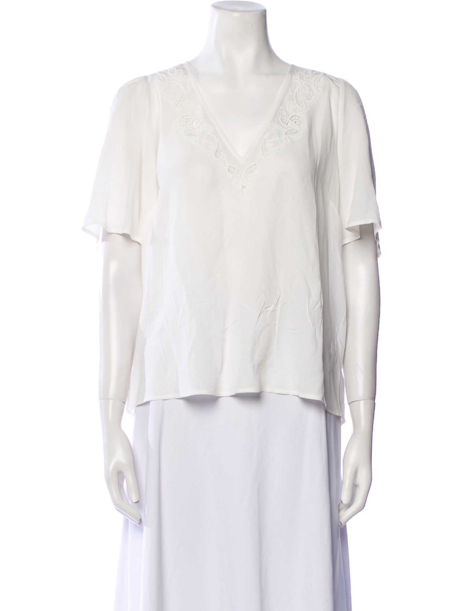 Sézane Silk V-Neck Top