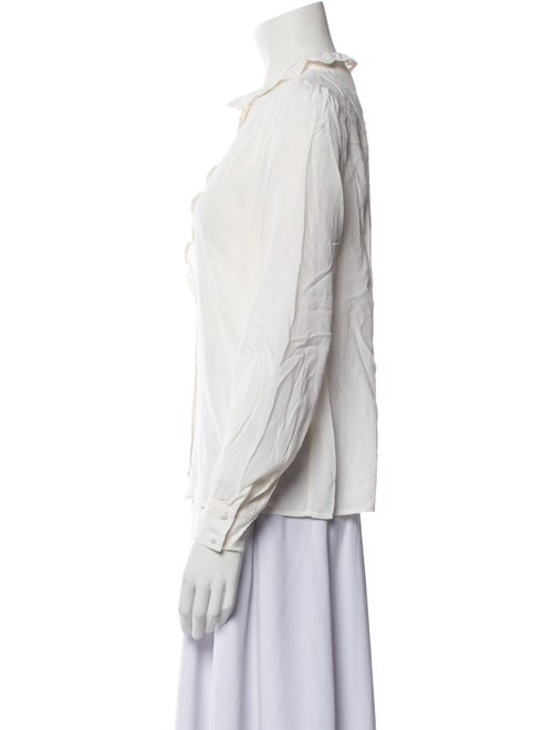 Sézane Silk Mock Neck Button-Up Top