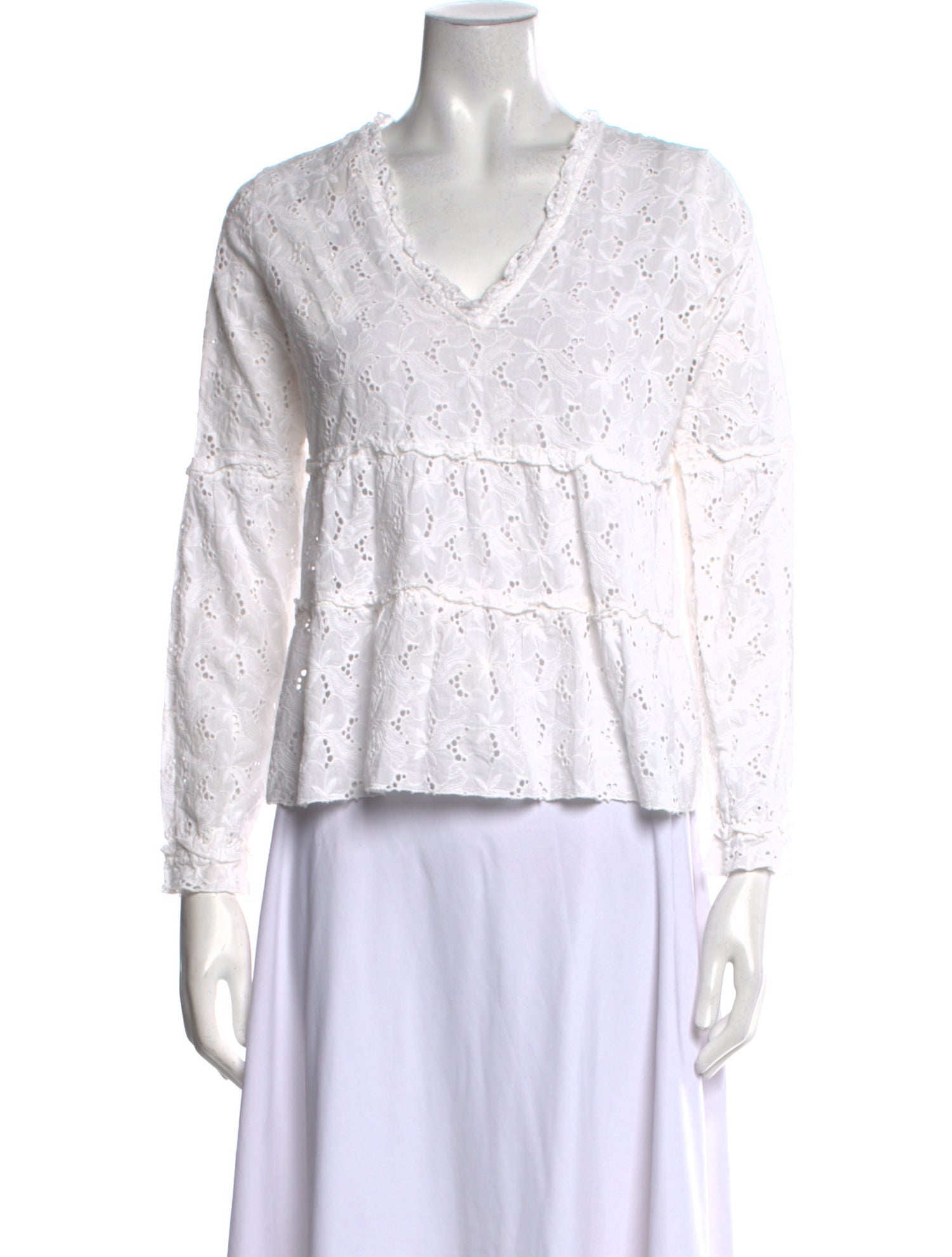 Sézane V-Neck Three-Quarter Sleeve Top