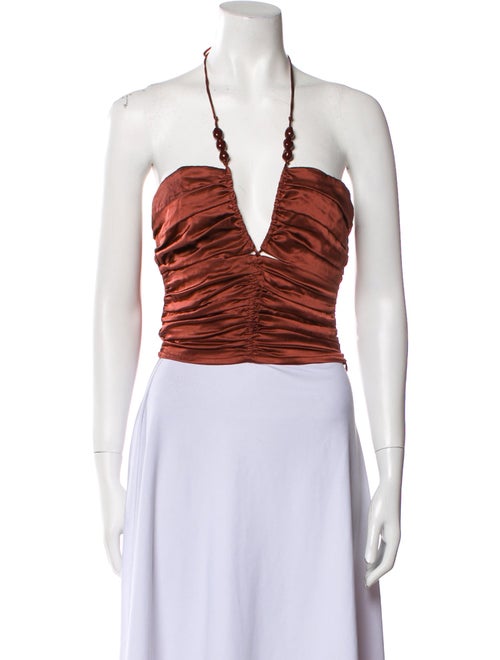 Sézane Silk V-Neck Crop Top