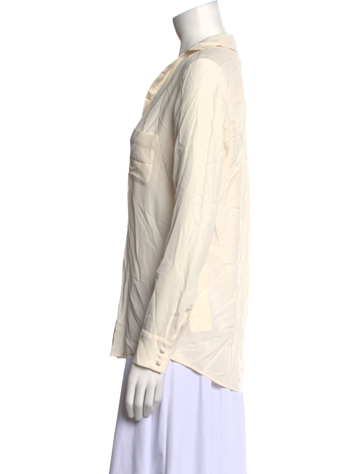 Sézane Silk Long Sleeve Button-Up Top