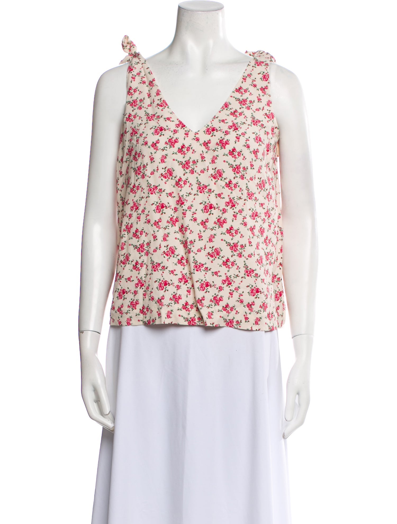 Sézane Floral Print V-Neck Top