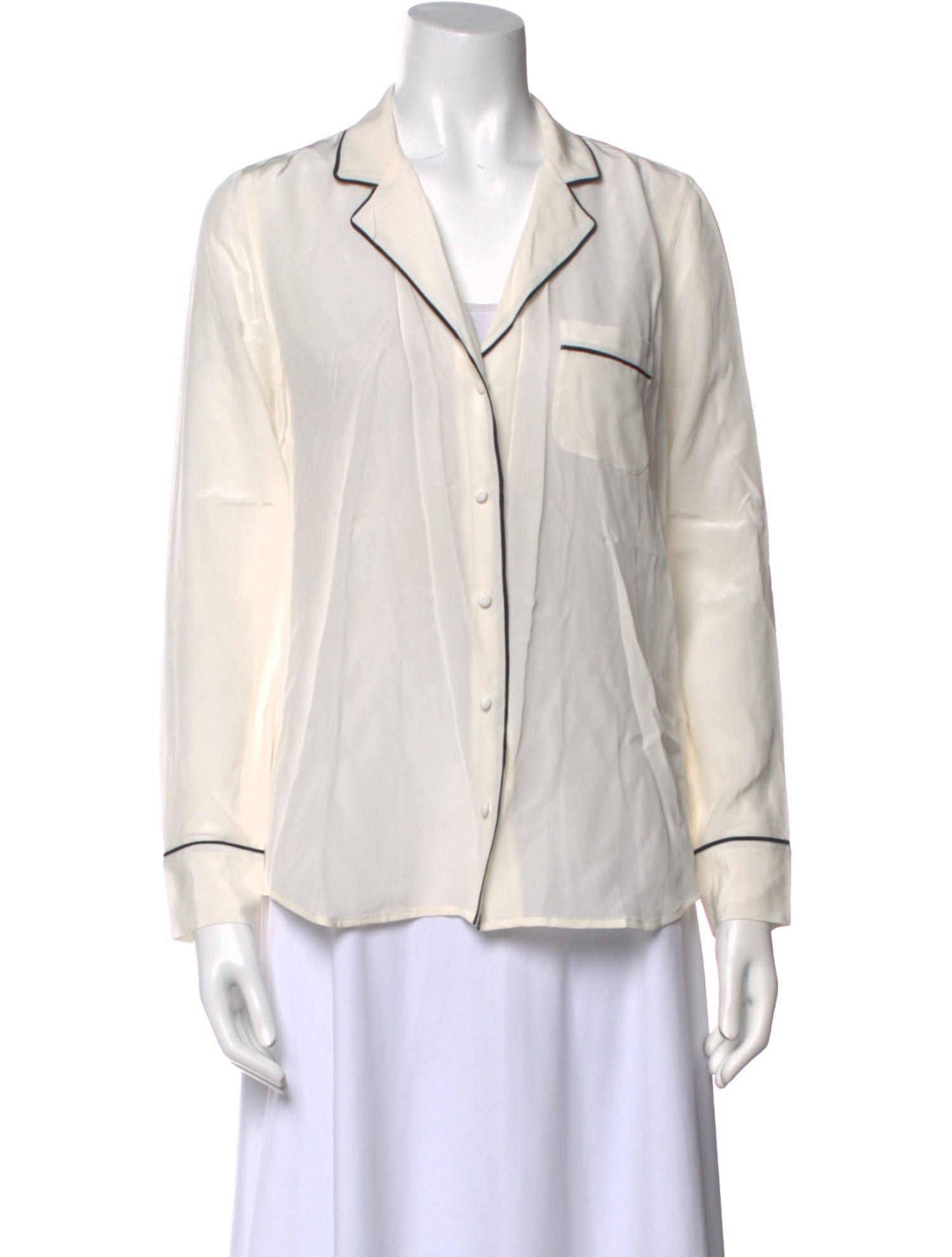 Sézane Silk Long Sleeve Button-Up Top