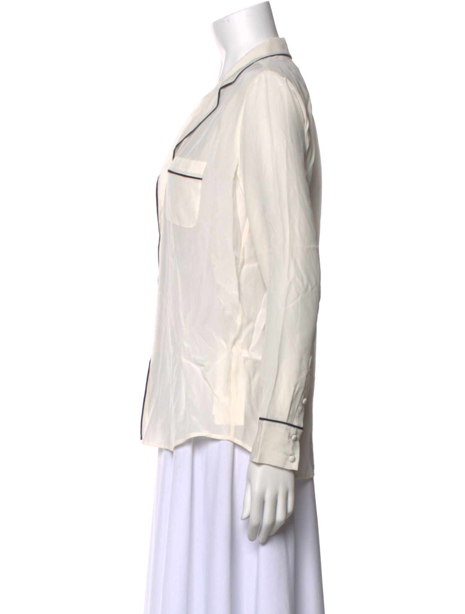 Sézane Silk Long Sleeve Button-Up Top