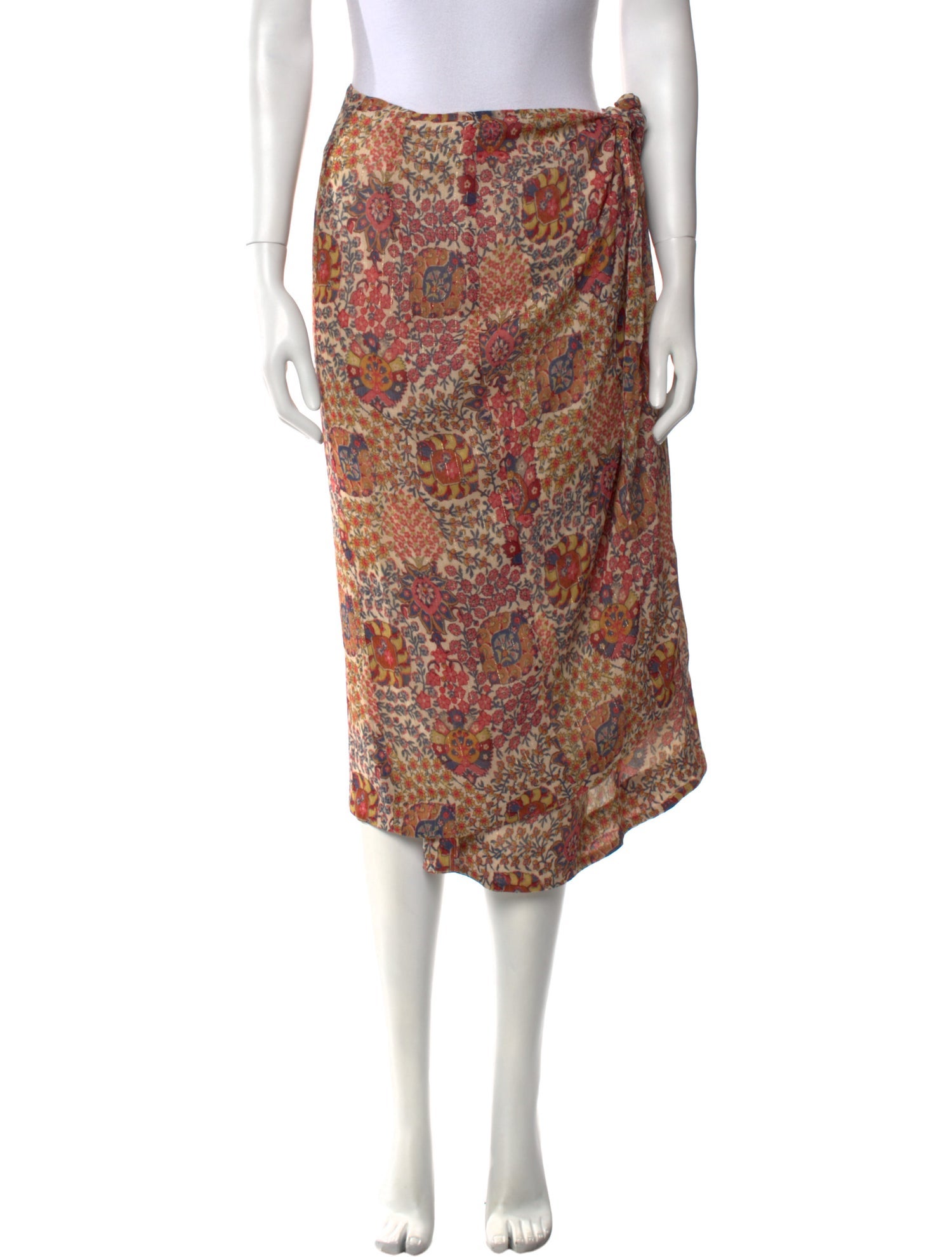 Sézane Floral Print Midi Length Skirt