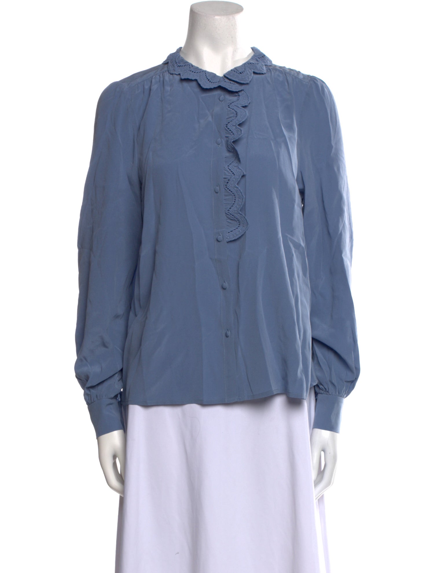 Sézane Silk Long Sleeve Button-Up Top