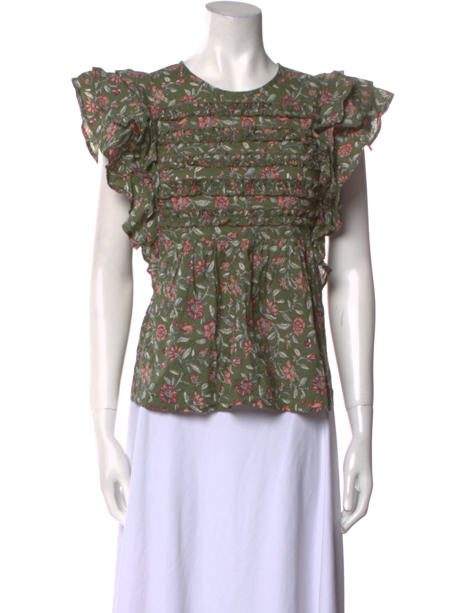 Sézane Floral Print Crew Neck Top