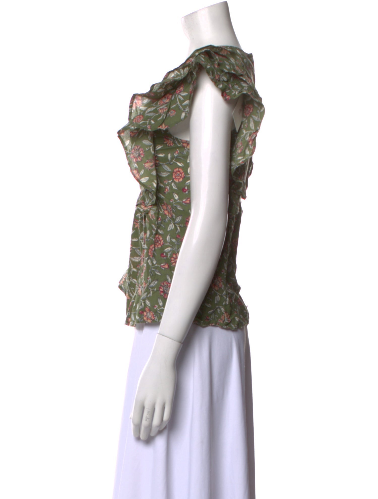 Sézane Floral Print Crew Neck Top