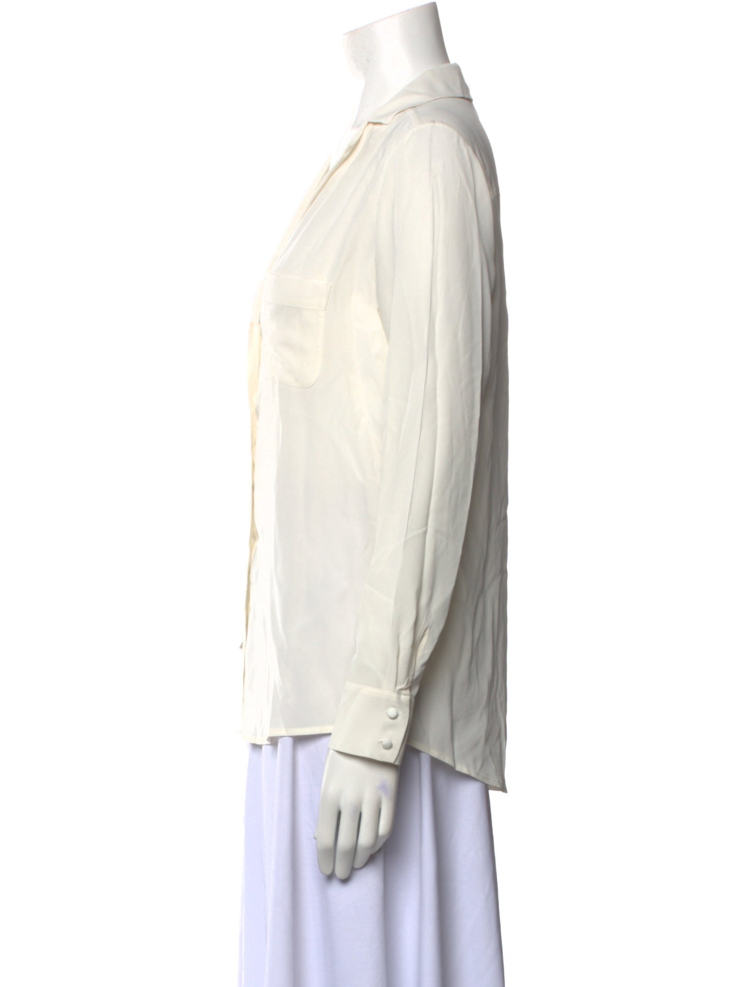 Sézane Silk Long Sleeve Button-Up Top