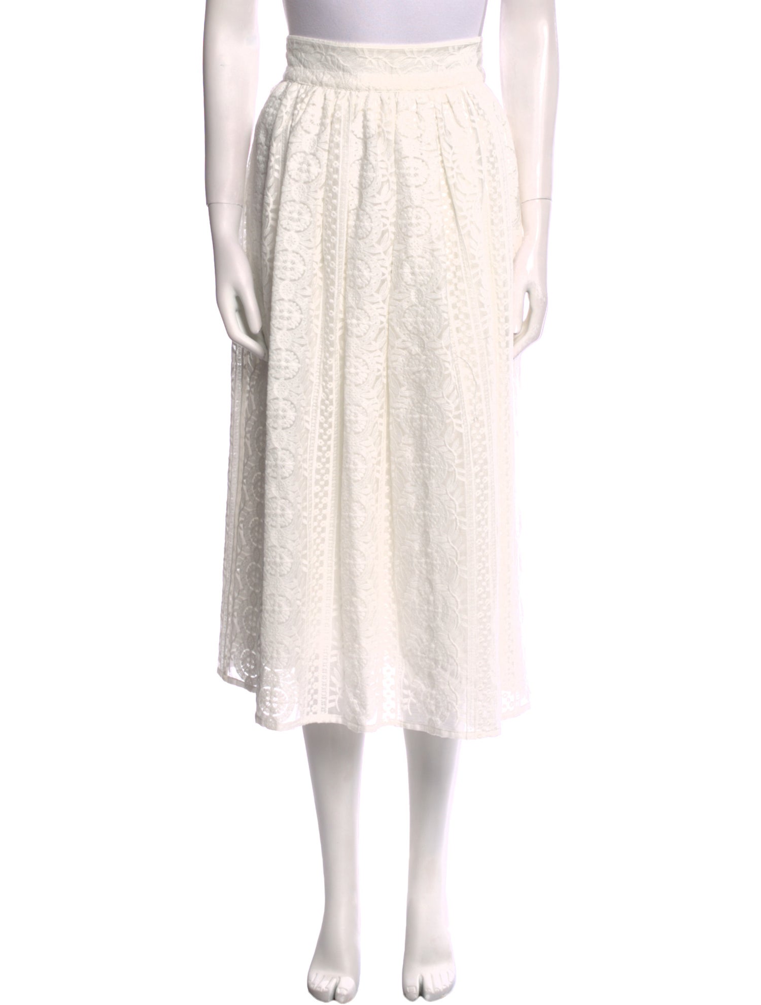 Sézane Lace Pattern Midi Length Skirt