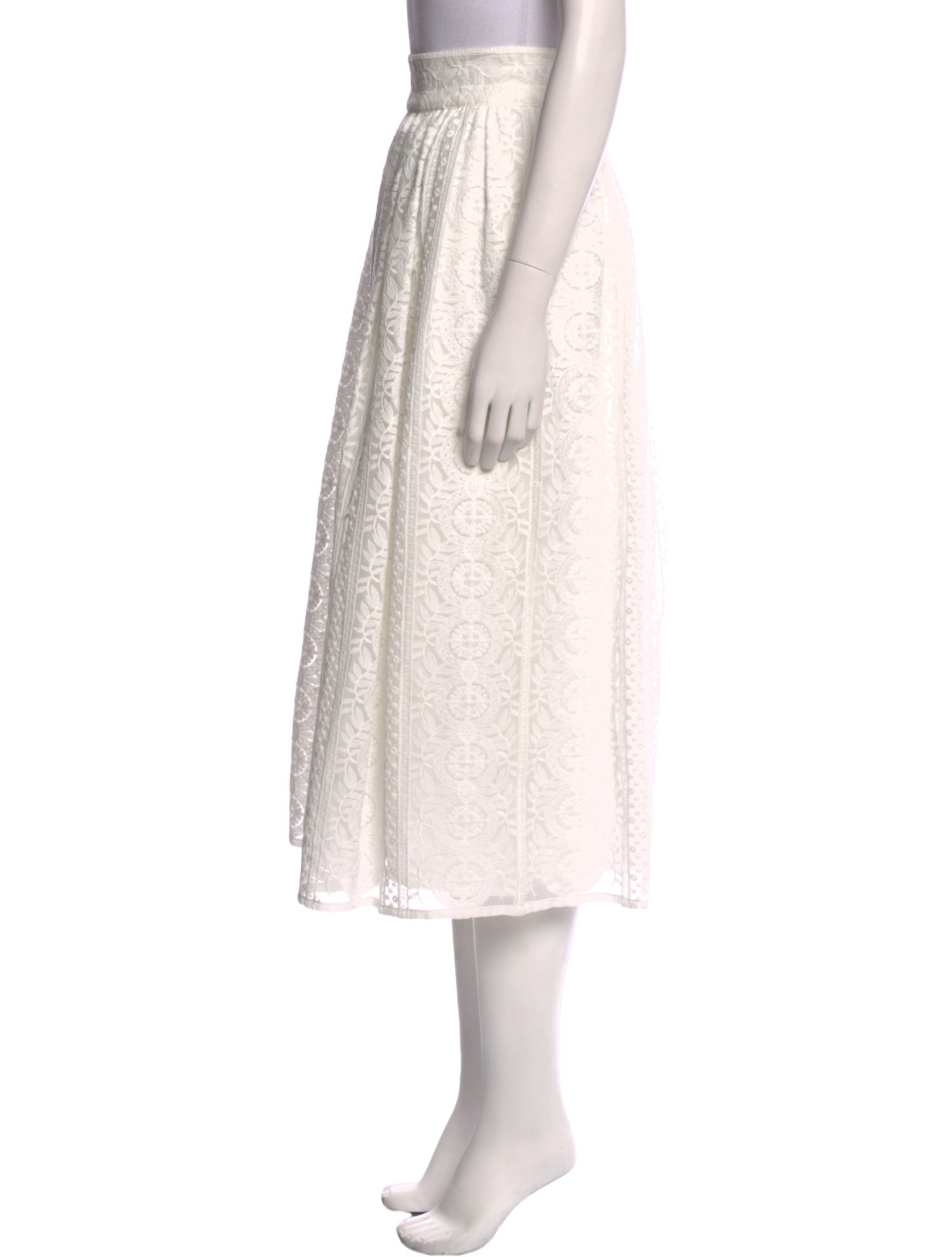 Sézane Lace Pattern Midi Length Skirt