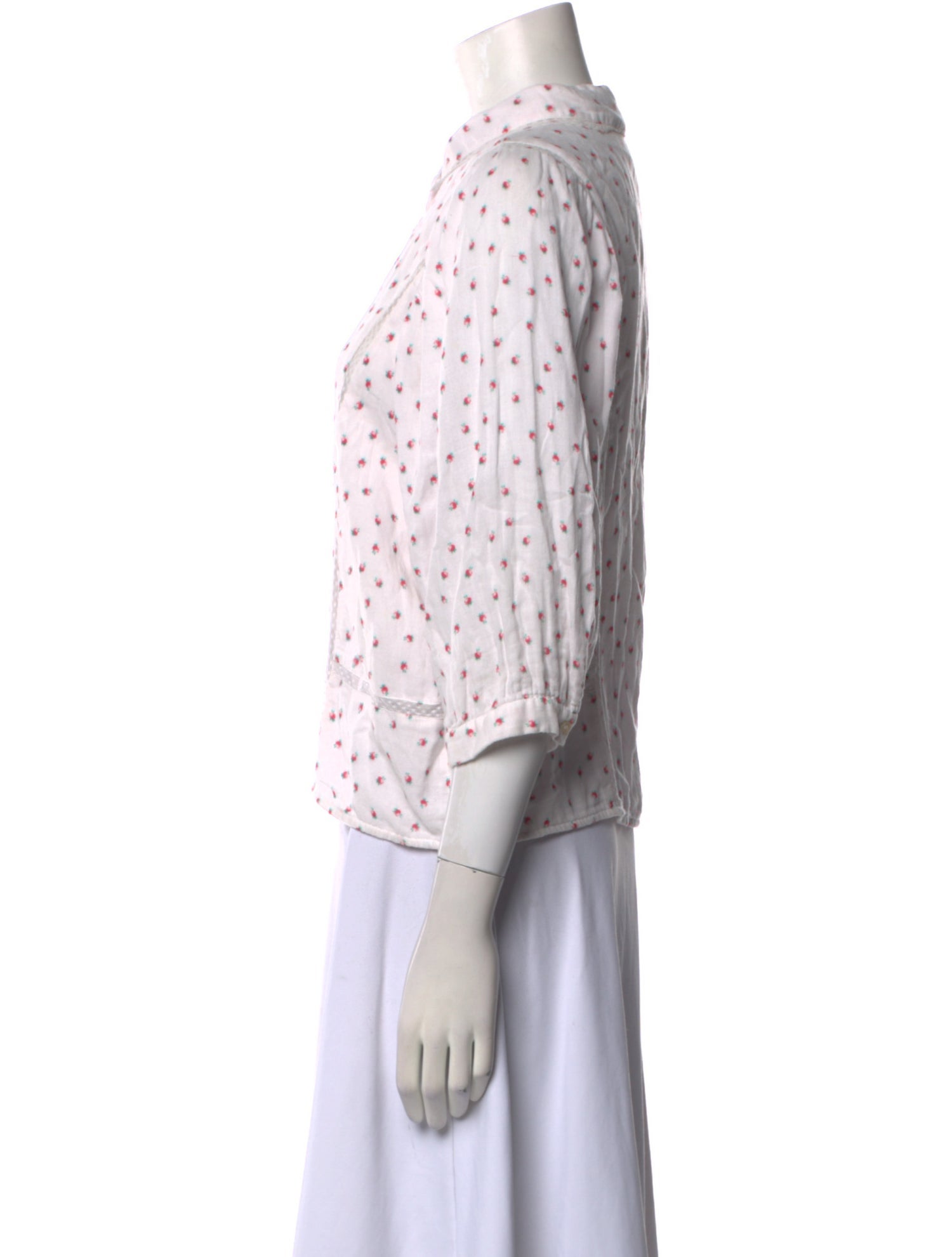 Sézane Silk Printed Button-Up Top