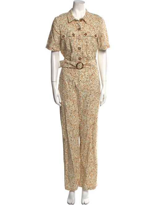 Sézane Linen Printed Jumpsuit