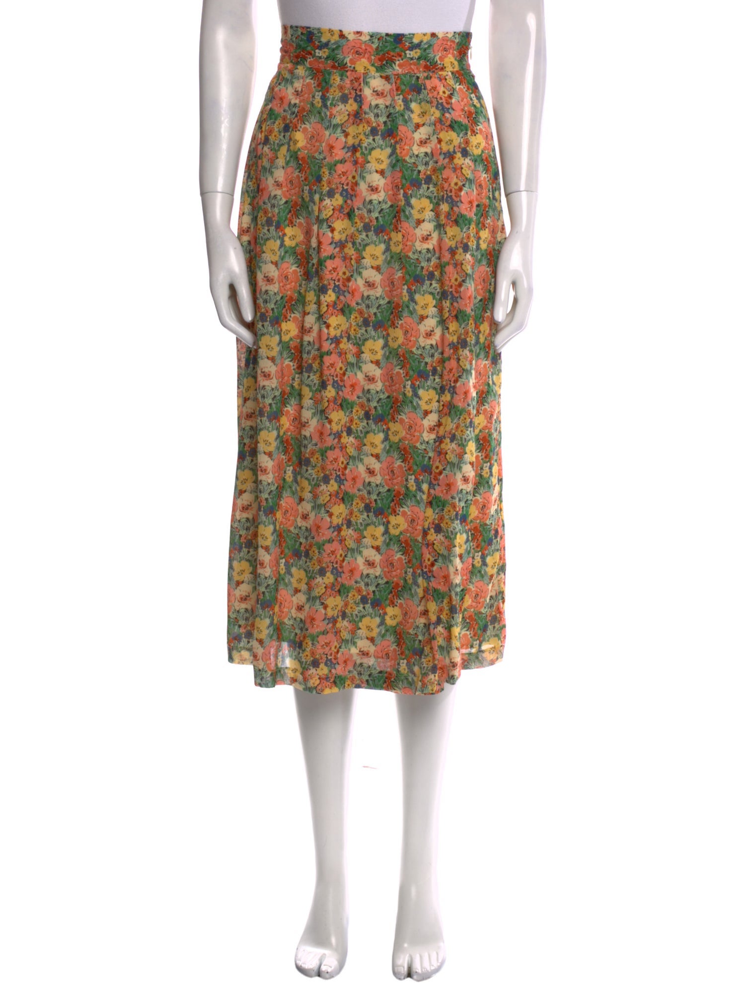 Sézane Floral Print Midi Length Skirt