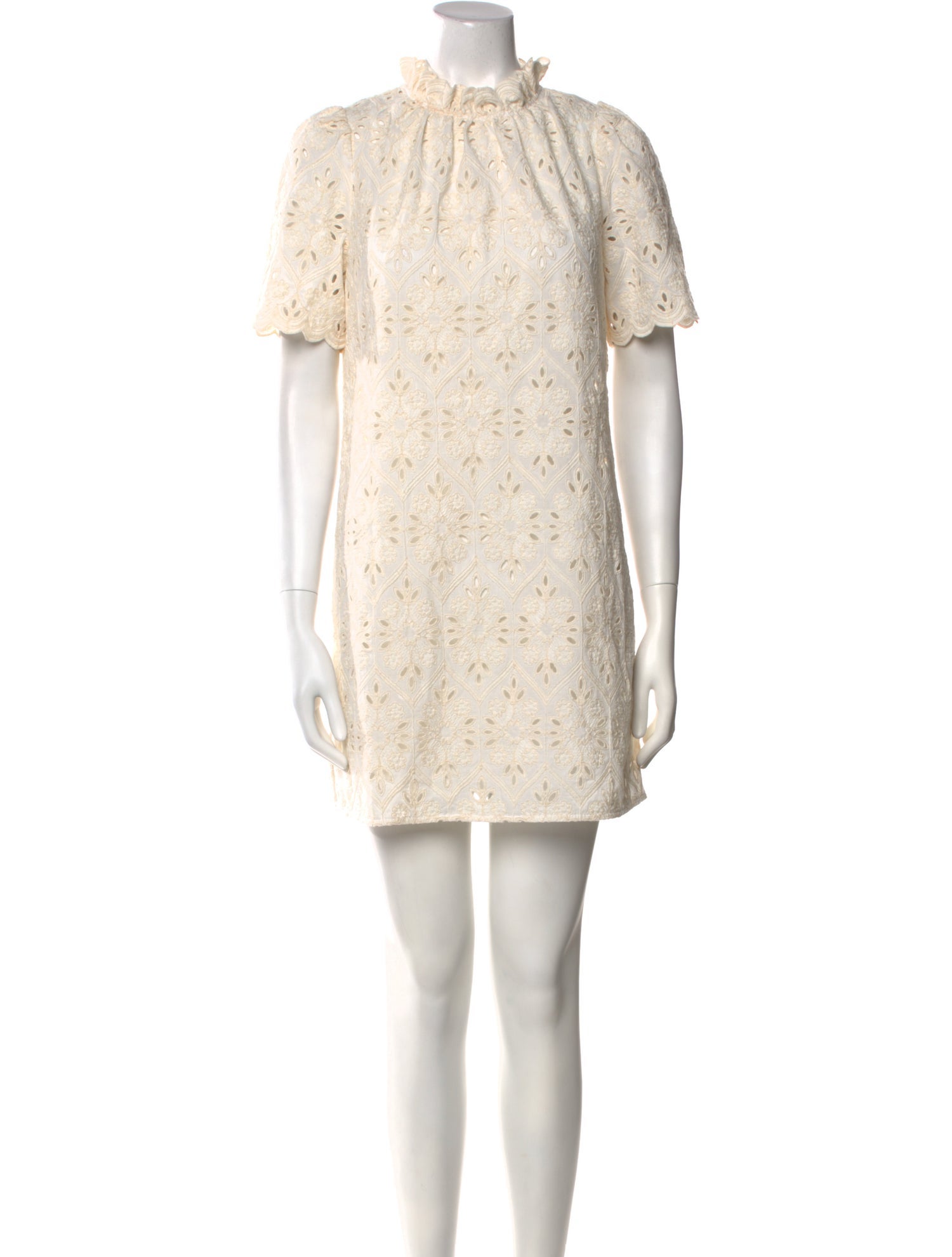 Sézane Lace Pattern Mini Dress