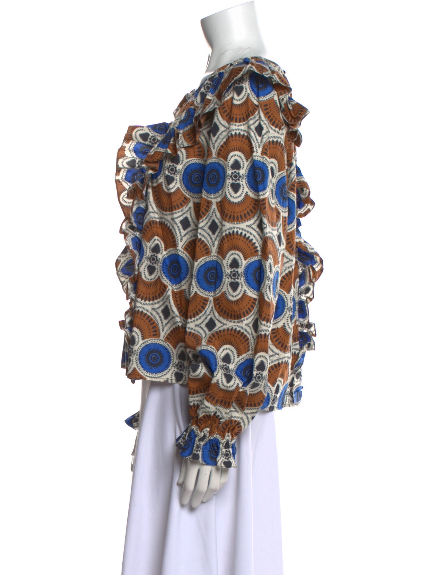 Sézane Printed Crew Neck Blouse