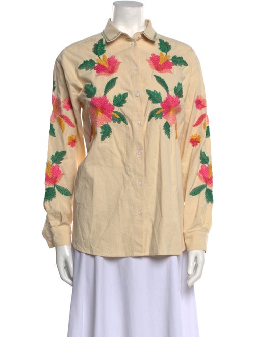 Sézane Graphic Print Long Sleeve Button-Up Top