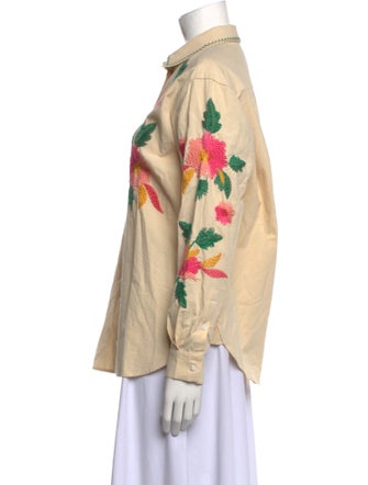 Sézane Graphic Print Long Sleeve Button-Up Top