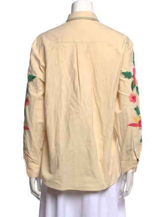 Sézane Graphic Print Long Sleeve Button-Up Top