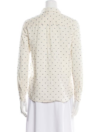 Sézane Printed Long Sleeve Button-Up Top