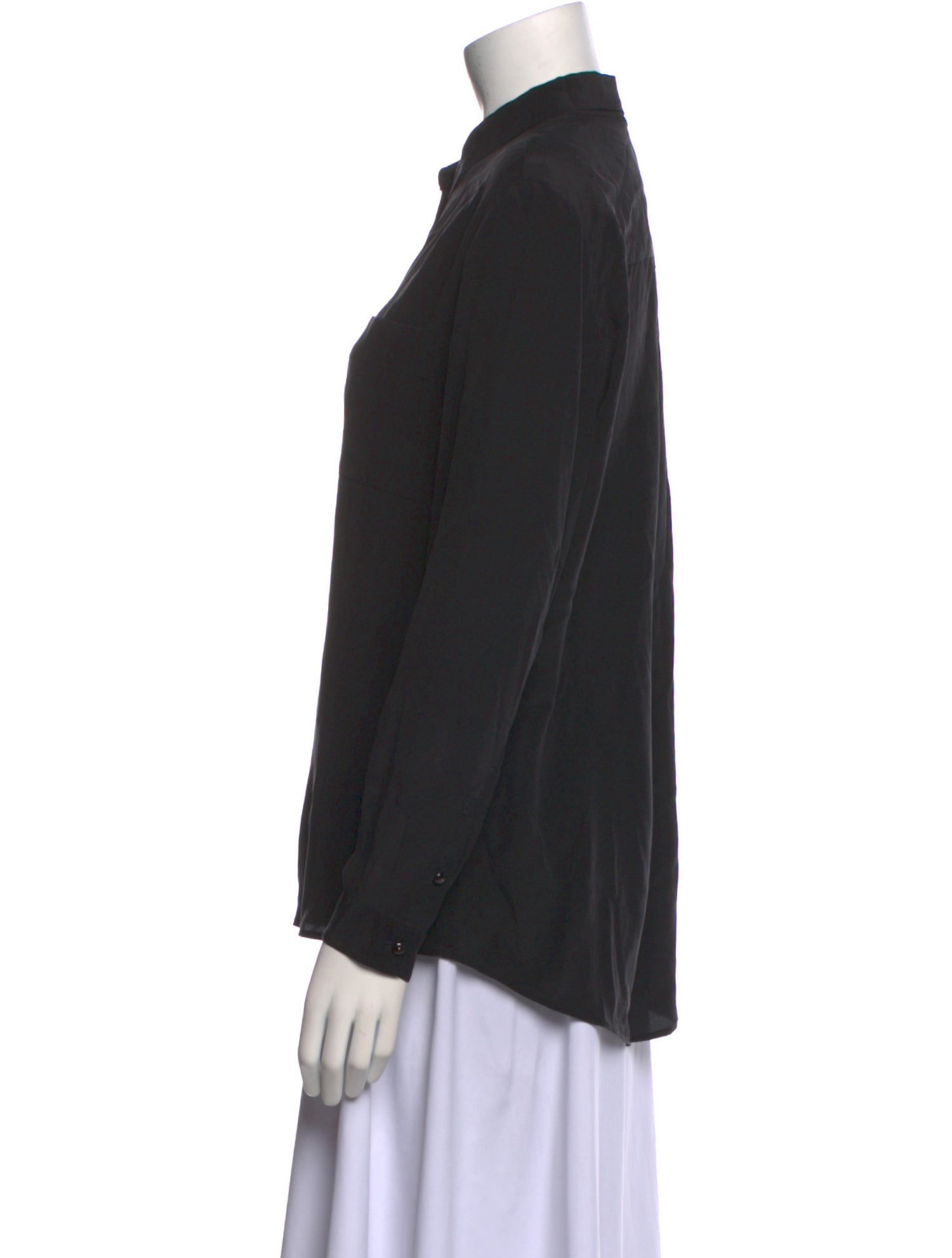 Sézane Silk Long Sleeve Button-Up Top