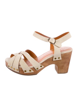 Sézane Suede Colorblock Pattern Sandals