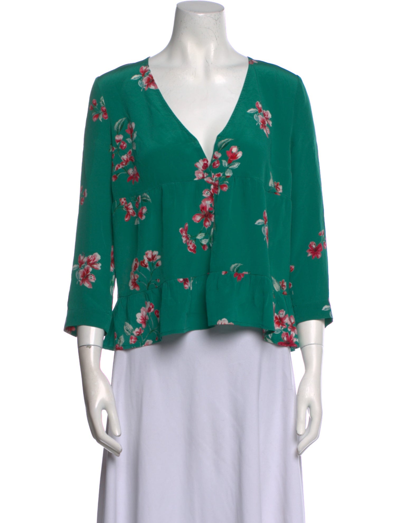 Sézane Silk Floral Print Blouse