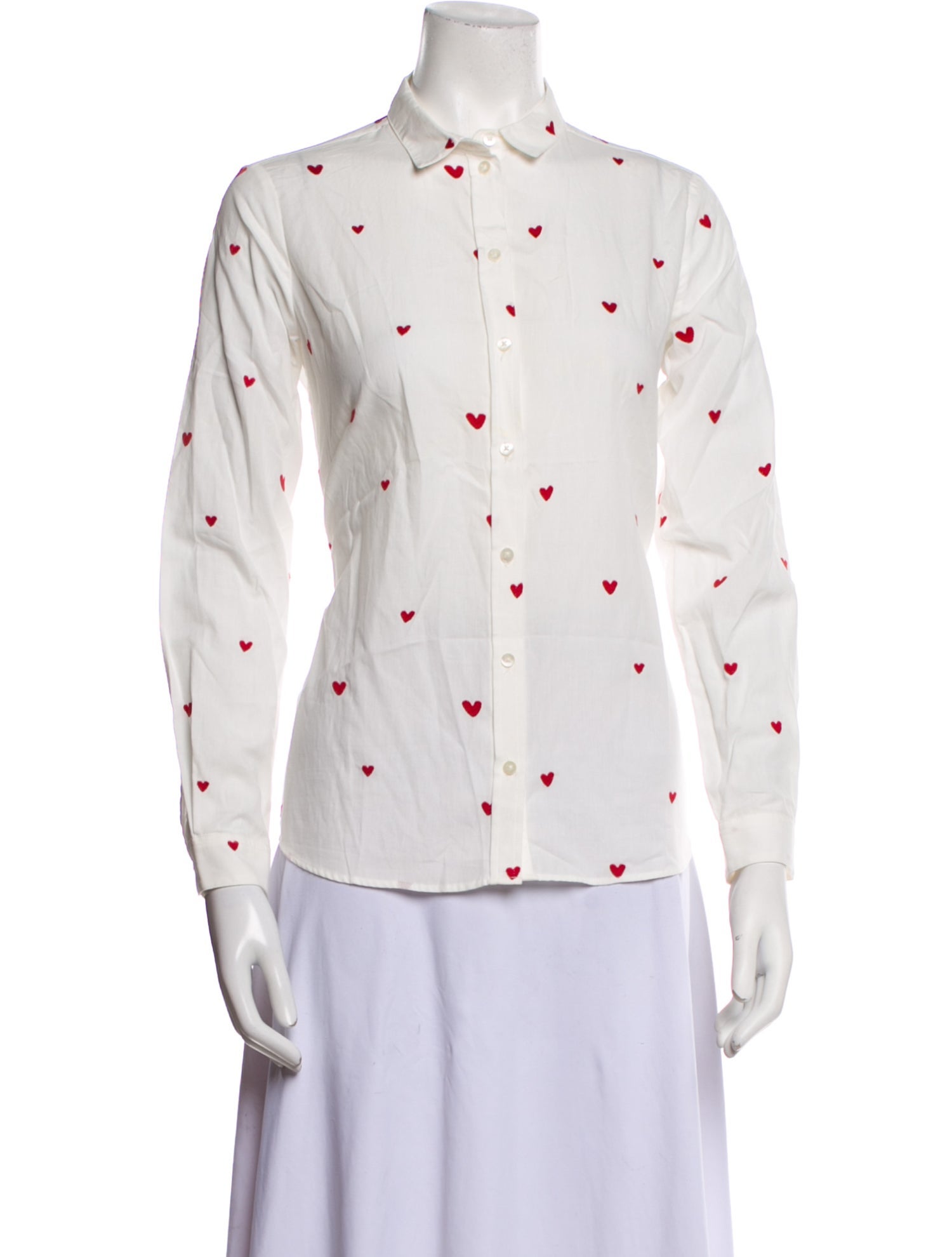 Sézane Printed Long Sleeve Button-Up Top