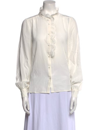 Sézane Silk Mock Neck Blouse