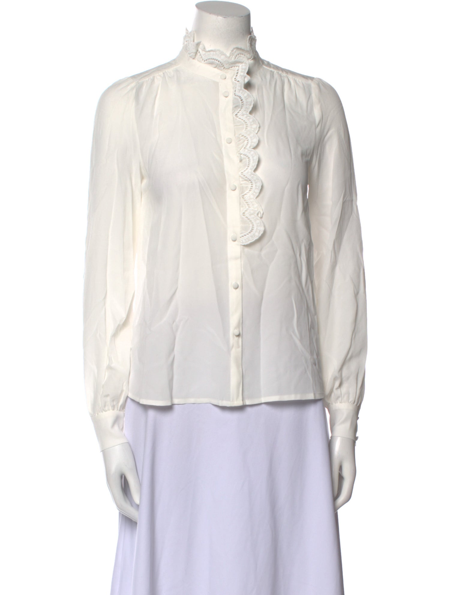 Sézane Silk Mock Neck Blouse
