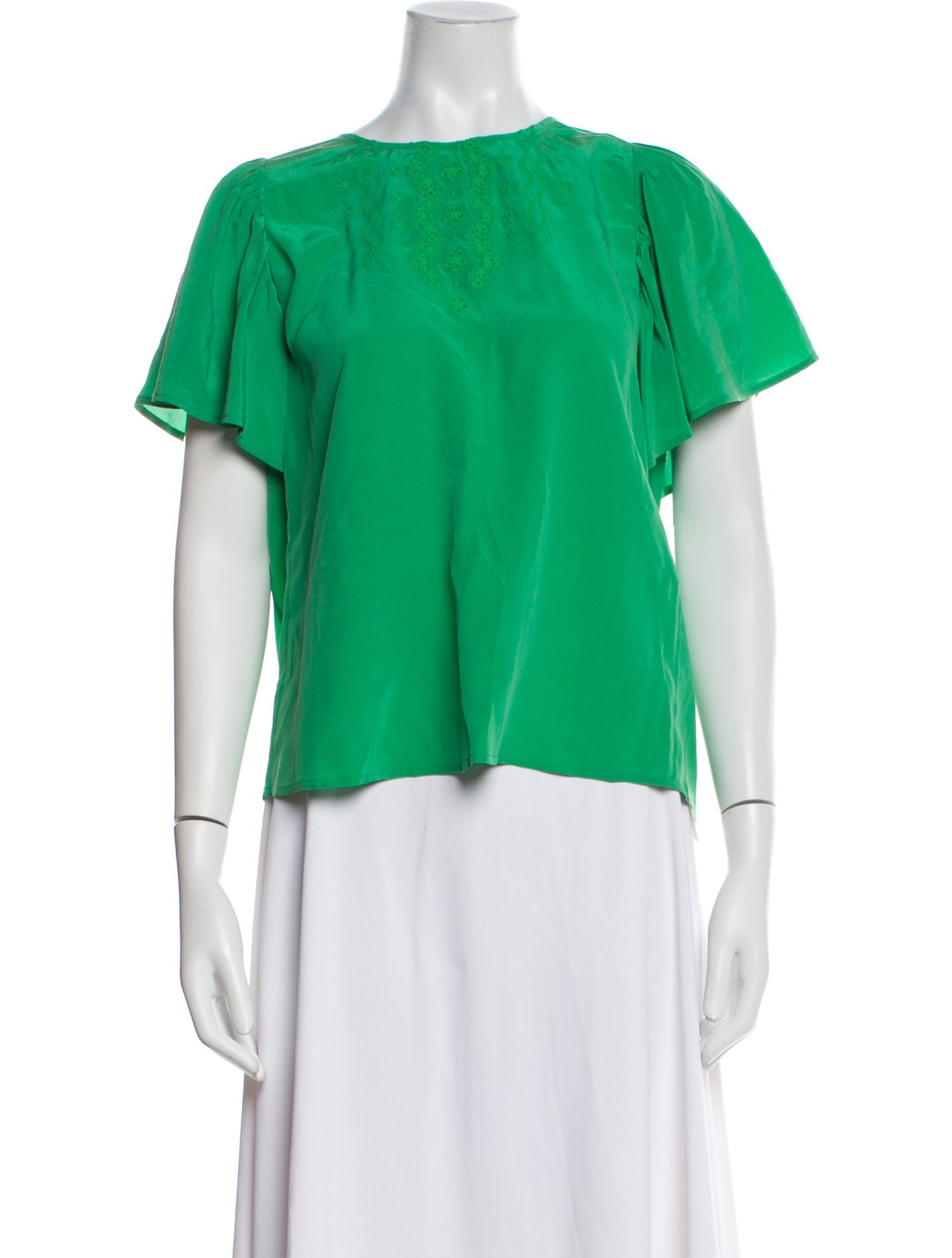 Sézane Silk Bateau Neckline Blouse