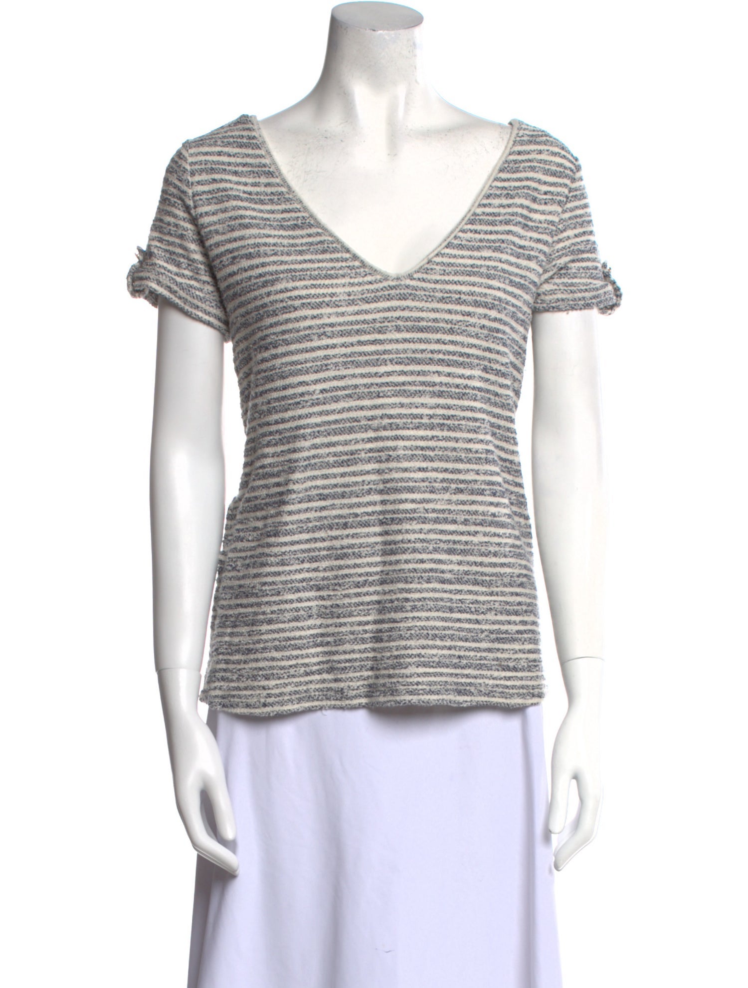 Sézane Striped V-Neck T-Shirt