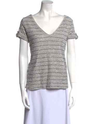 Sézane Tops Striped V-Neck T-Shirt M