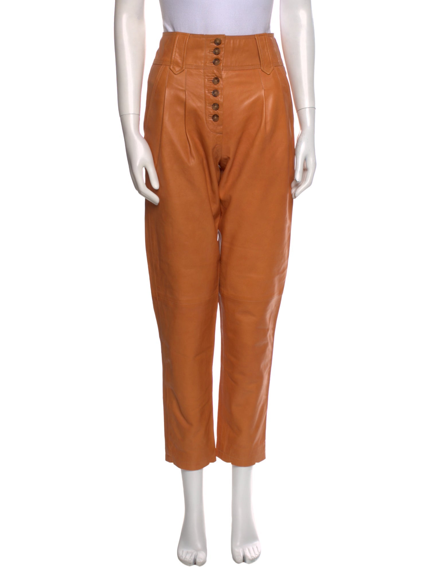 Sézane Lamb Leather Straight Leg Pants