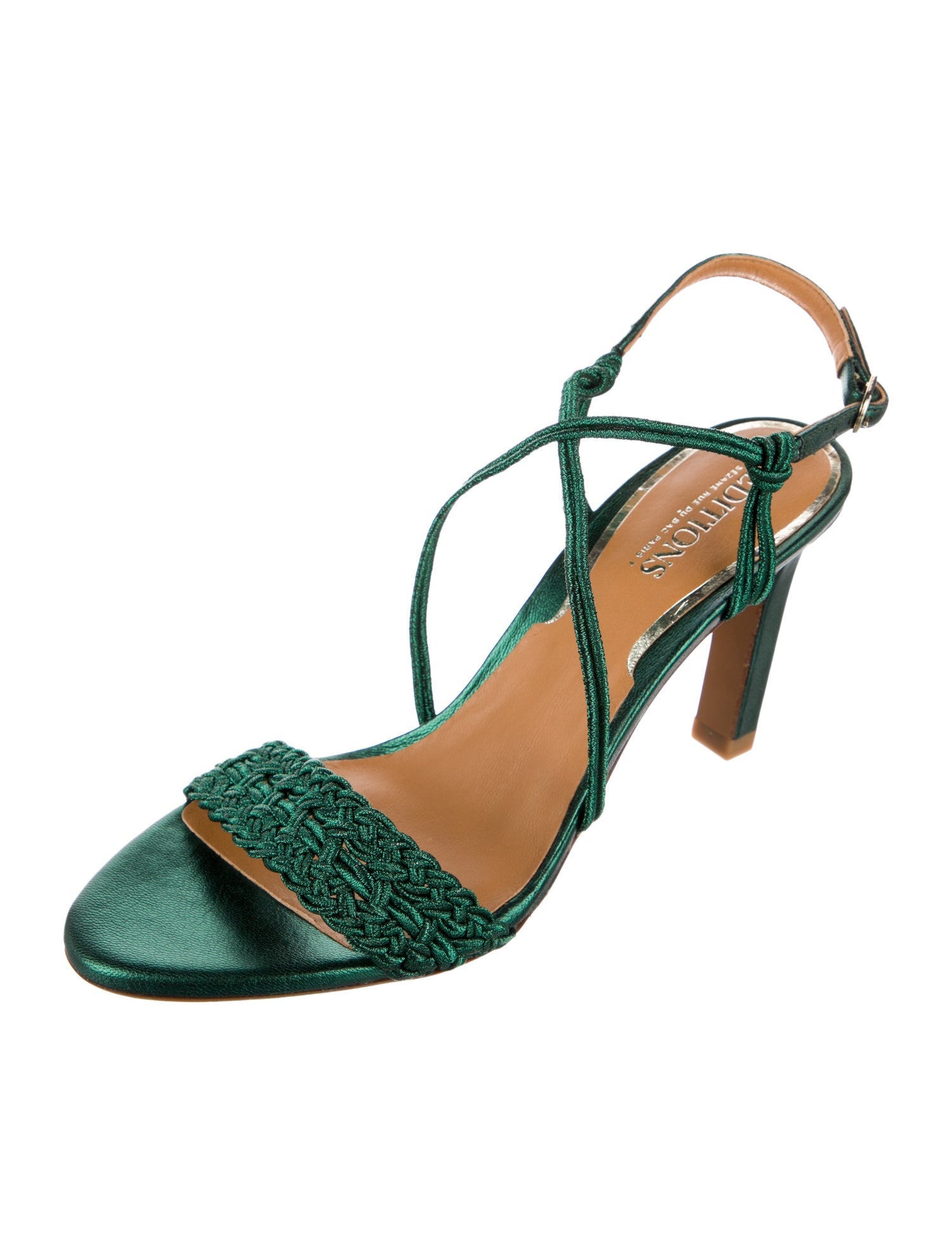 Sézane Leather Glitter Accents Slingback Sandals