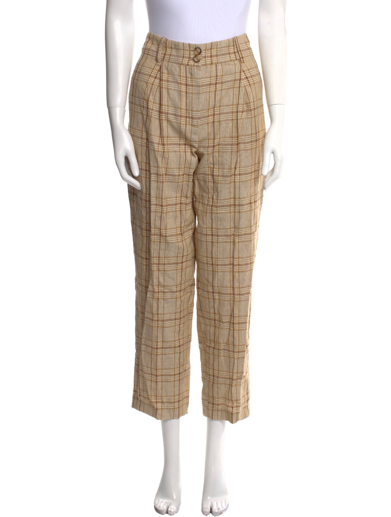 Sézane Plaid Print Straight Leg Pants