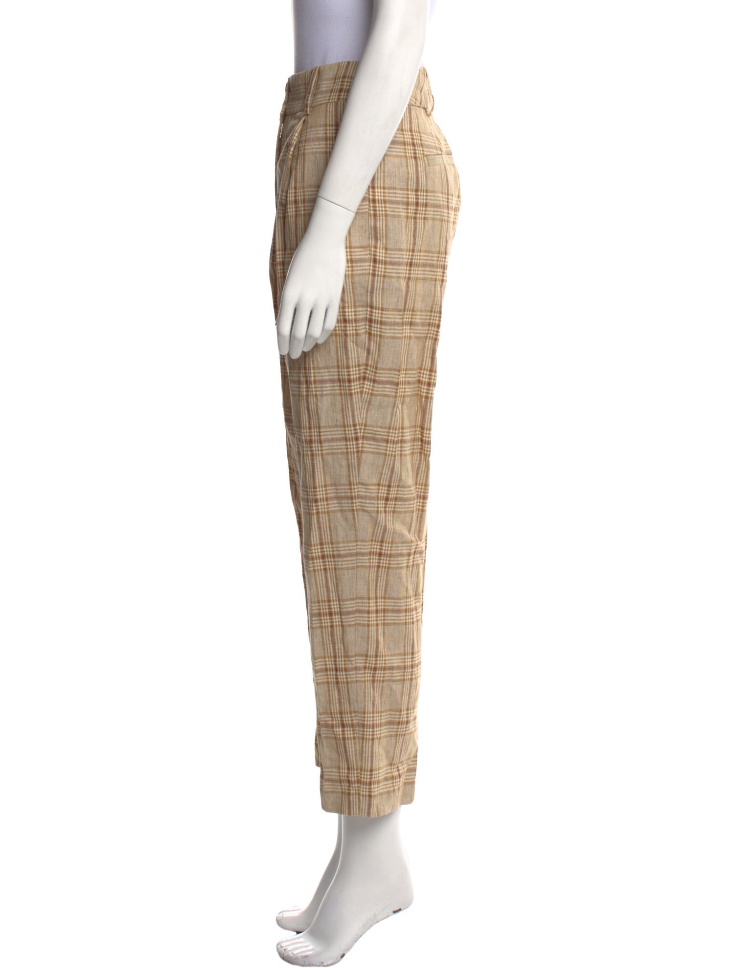 Sézane Plaid Print Straight Leg Pants