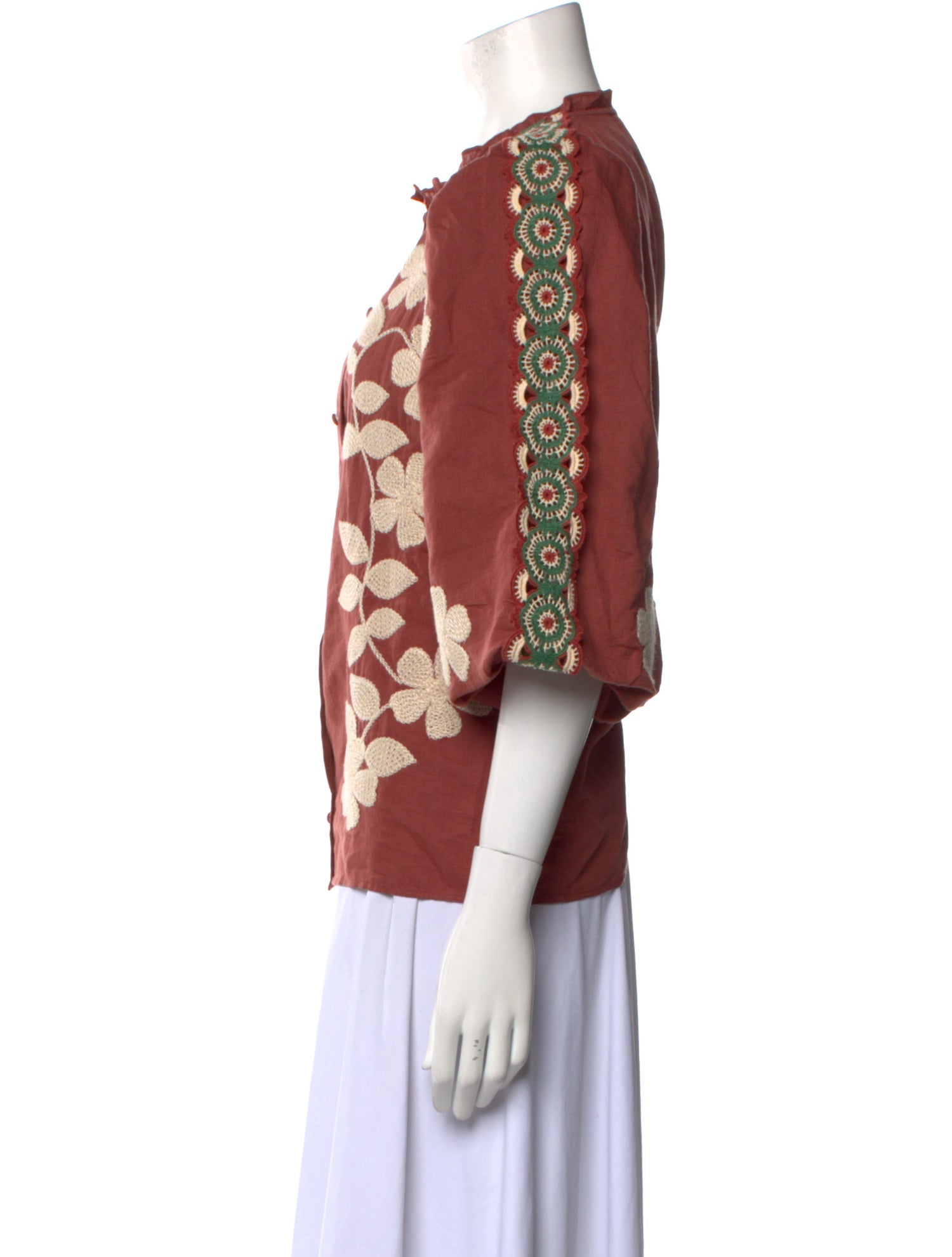 Sézane Linen Floral Print Blouse