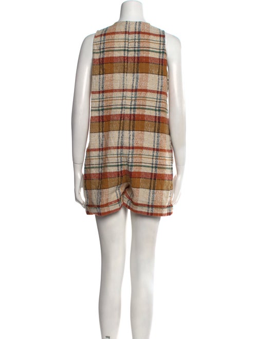 Sézane Plaid Print V-Neck Romper