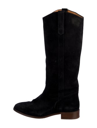 Sézane Suede Embroidered Accent Riding Boots