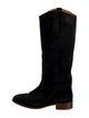 Sézane Suede Embroidered Accent Riding Boots