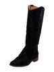 Sézane Suede Embroidered Accent Riding Boots