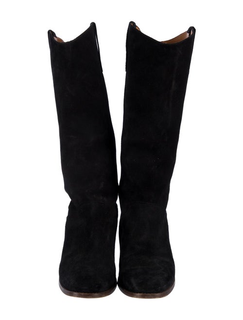 Sézane Suede Embroidered Accent Riding Boots